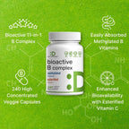 Complejo B Bioactivo con Vitaminas Metiladas y Vitamina C - 240 Cápsulas Veganas