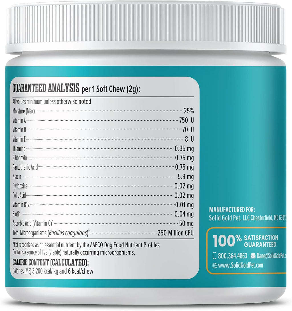 Solid Gold Multivitamínico para Perros - Gomitas Blandas - Apoyo Completo para Corazón, Sistema Inmunitario, Cerebro, Piel, Pelaje y Salud Digestiva con Vitamina C, B12, Probióticos y Antioxidantes - Sabor a Bacon 120 unidades