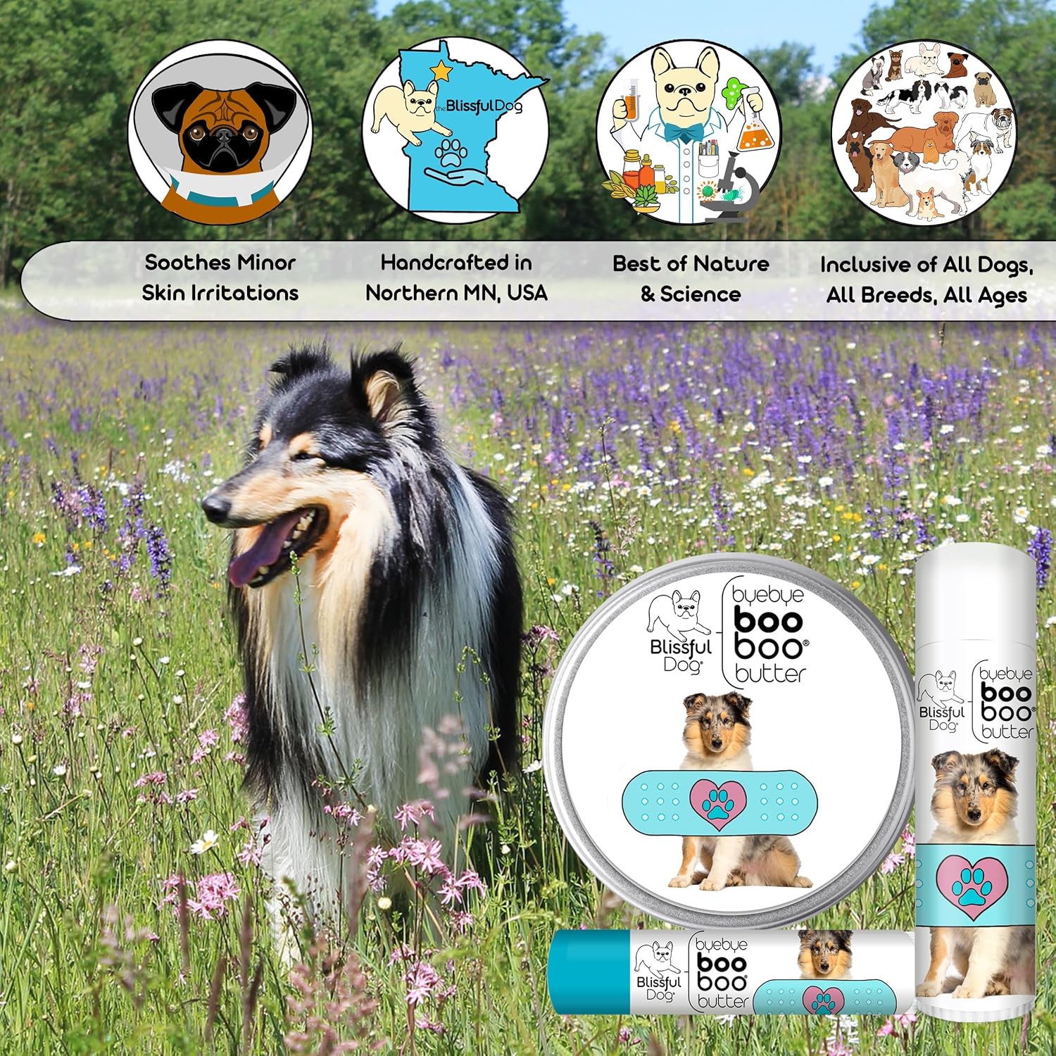 The Blissful Dog Collie Booboo Butter - Bálsamo Tópico para Perros 4 oz (118 ml)