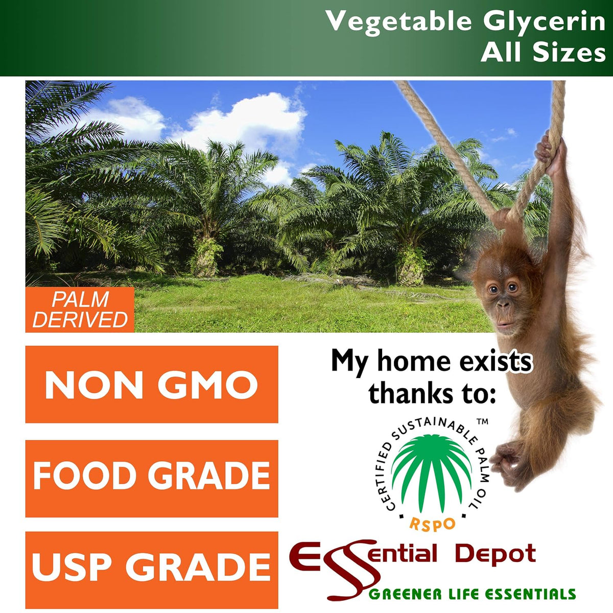 Glicerina Vegetal - 1 Pinta (473 ml) - VG de Palma Sostenible RSPO - No GMO - Kosher - Halal - Grado Farmacéutico USP - – Image 2