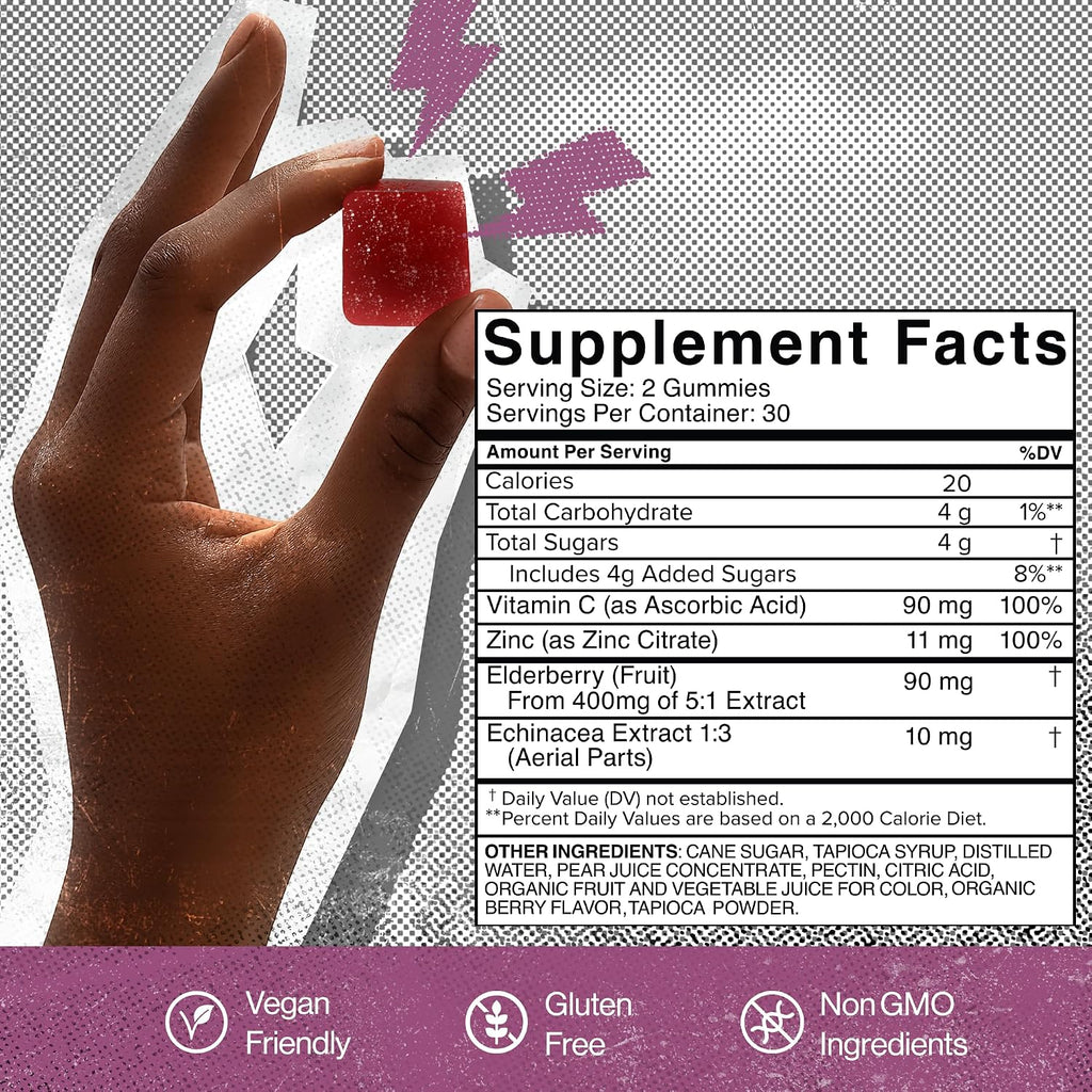 SAM+LEO Gominolas de defensas para niños y adolescentes – Saúco, equinácea, zinc y vitamina C – Sabor a bayas (60 unidades)