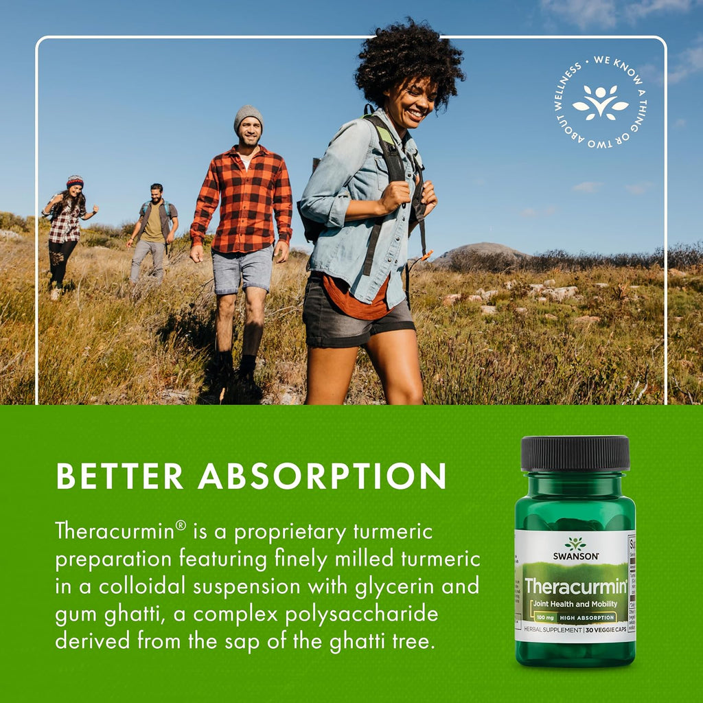 Swanson Theracurmin - Suplemento de Cúrcuma para la Salud Articular, Alta Absorción, 60 Cápsulas (2 Envases de 30)