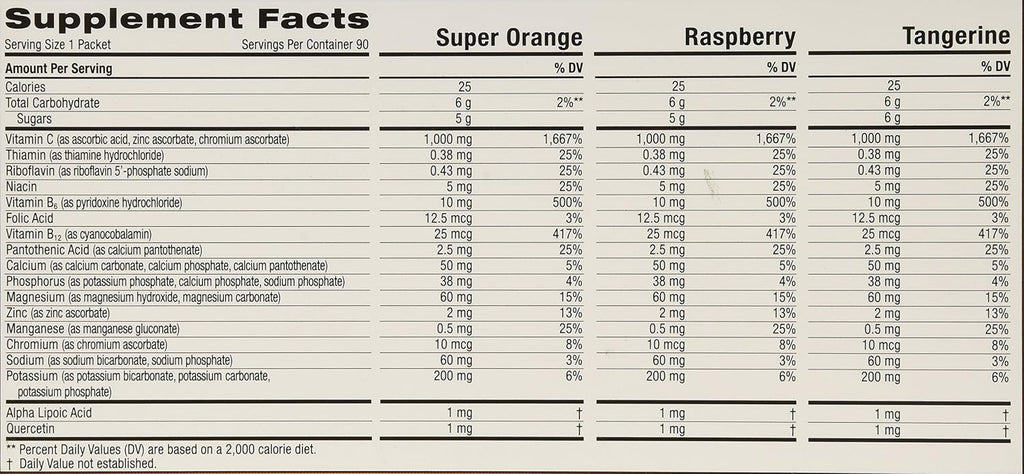 Emergen-C Vitamin C 1000mg, 90 Sachets, 3-Flavor Variety Pack