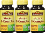 Nature Made Stress B-Complex Suplemento Dietético con Vitamina C y Zinc, 75 Tabletas (Paquete de 6)