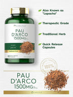 Carlyle Pau D'Arco Cápsulas | 1500 mg | 180 Unidades | Suplemento Herbal | No OGM, Sin Gluten