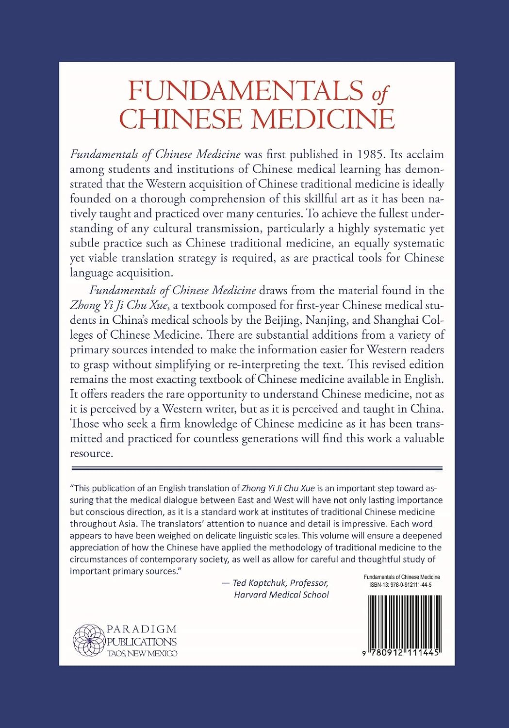 Fundamentals of Chinese Medicine: Zhong Yi Xue Ji Chu