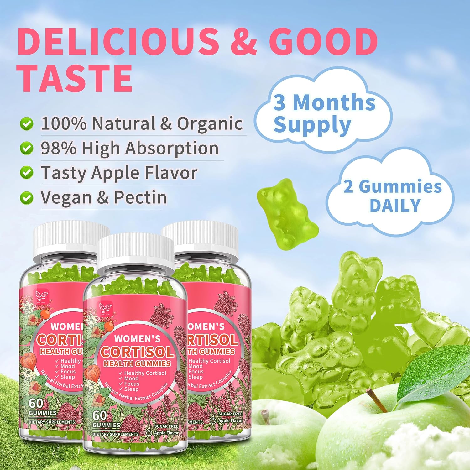Gominolas de Cortisol para Mujer - Hudetex, 180 unidades