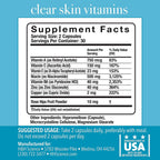 Clear Skin Vitaminas para Piel Clara y Acné - Suplemento para Hombres y Mujeres