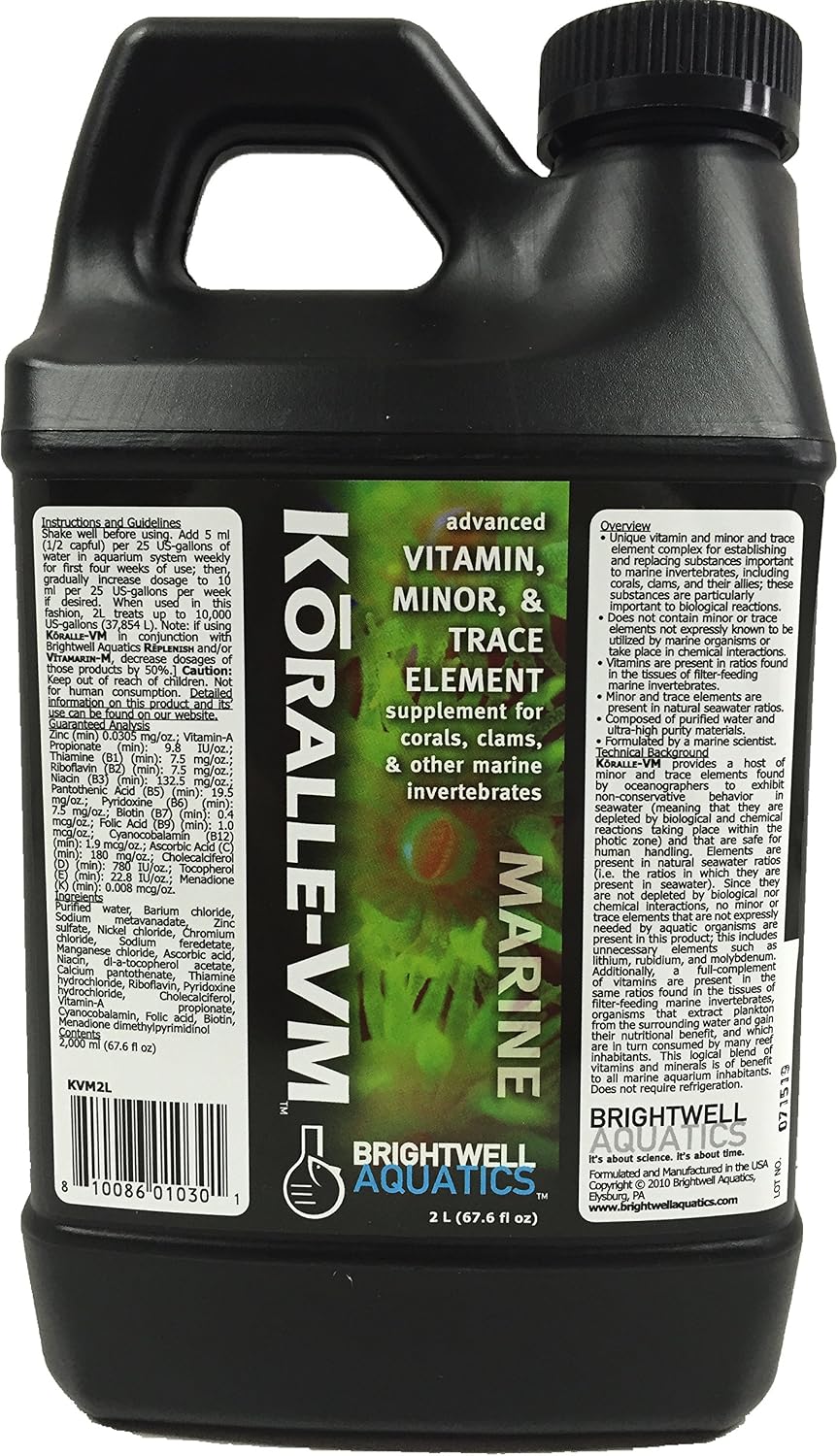 Brightwell Aquatics 8.5 oz. líq. Koralle-VM Suplemento de vitaminas y minerales para corales y almejas, 250 mL