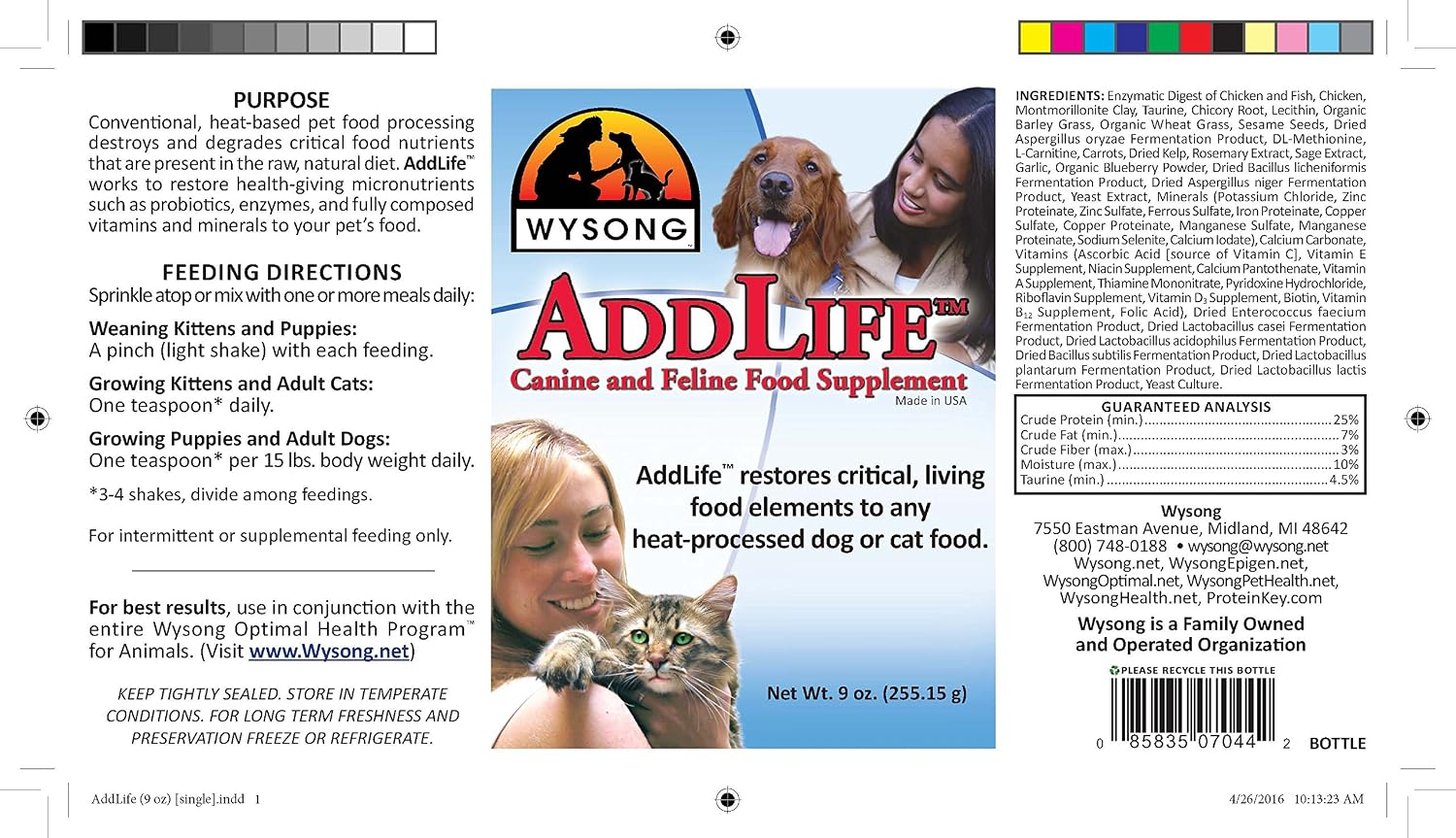 Wysong AddLife Complemento Alimenticio para Perros y Gatos - 255 g