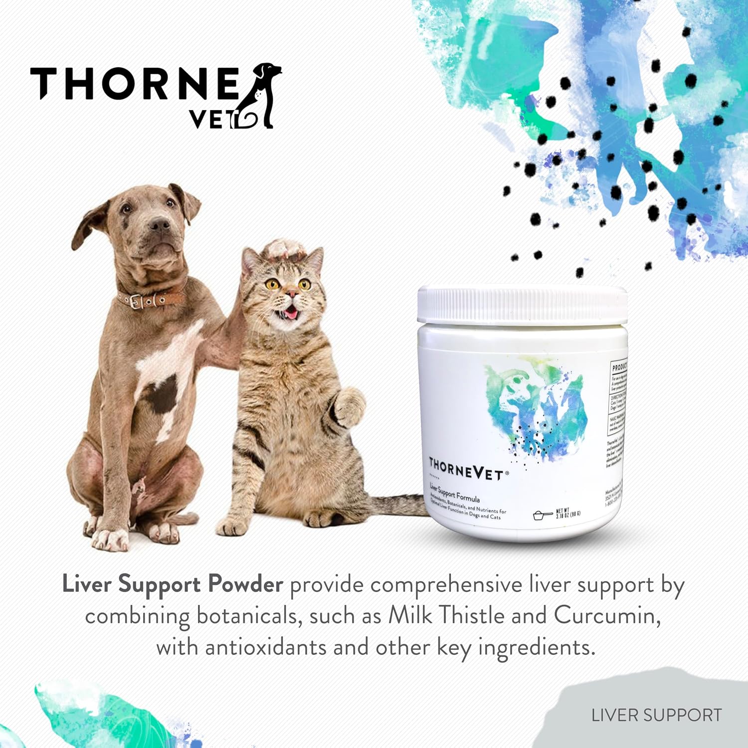 ThorneVET Liver Support Powder – Soporte Hepático para Pequeños Animales: Perros y Gatos, 90 Cucharadas