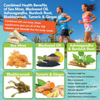 EverSmith Organics Irish Sea Moss 3,500mg, Black Seed Oil 2,000mg, Bladderwrack 1,000mg, Burdock Root - 90 Cápsulas