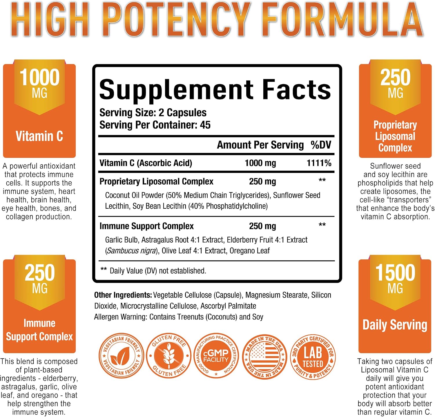 Purely Optimal Liposomal Vitamina C 1000 mg - 90 Cápsulas