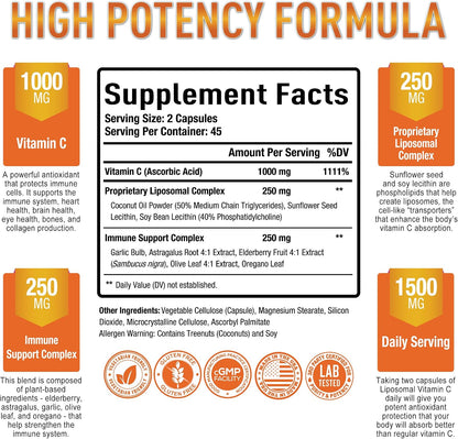 Purely Optimal Liposomal Vitamina C 1000 mg – Contribuye a la protección de las células frente al daño oxidativo. – Image 2