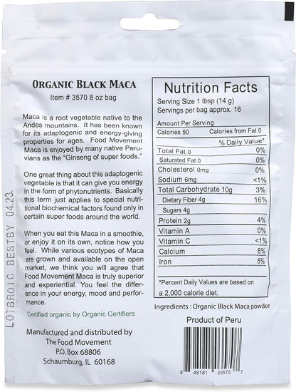 Maca Negra Orgánica en Polvo 227g - Suplemento de Raíz de Maca Negra – Image 2