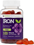 Gomitas de Hierro y Multivitamínicas - Adultos y Niños - Sabor a Uva - Vegano - Herbatech