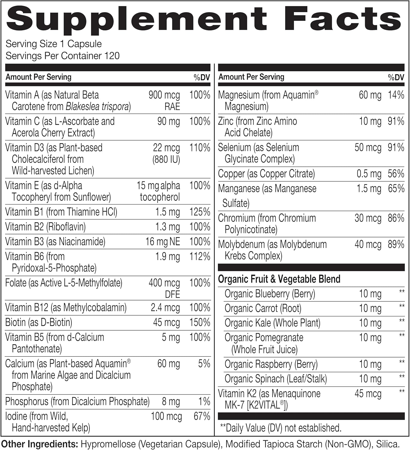 NATURELO Multivitamínico Diario para Mujeres 50+ (Sin Hierro) - Apoyo Menopausia - 120 Cápsulas