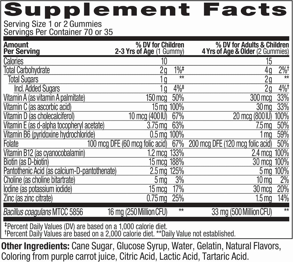OLLY Kids Multivitamin + Probiotic Gummy - Gomitas multivitamínicas con probióticos para niños, sabor bayas, 70 unidades (pack de 3)
