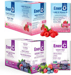 Ener-C Vitamina C 1000mg y Ener-D Vitamina D3 – Pack de 54 Sobres de Bebida en Polvo (Arándanos y Frambuesa)