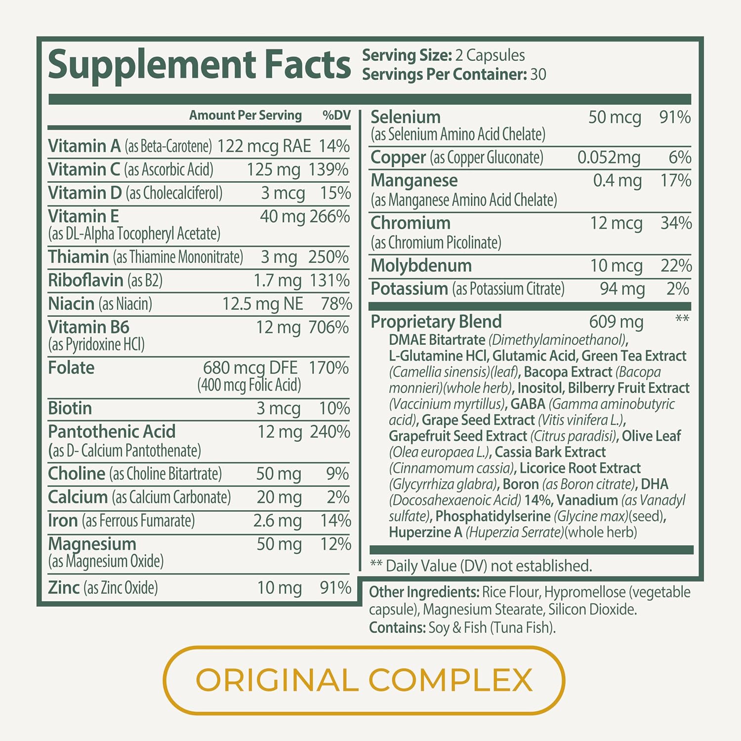 Nootrimind Complex 40 en 1 - Suplemento Nootrópico con Bacopa, DMAE y B12 para Memoria y Enfoque