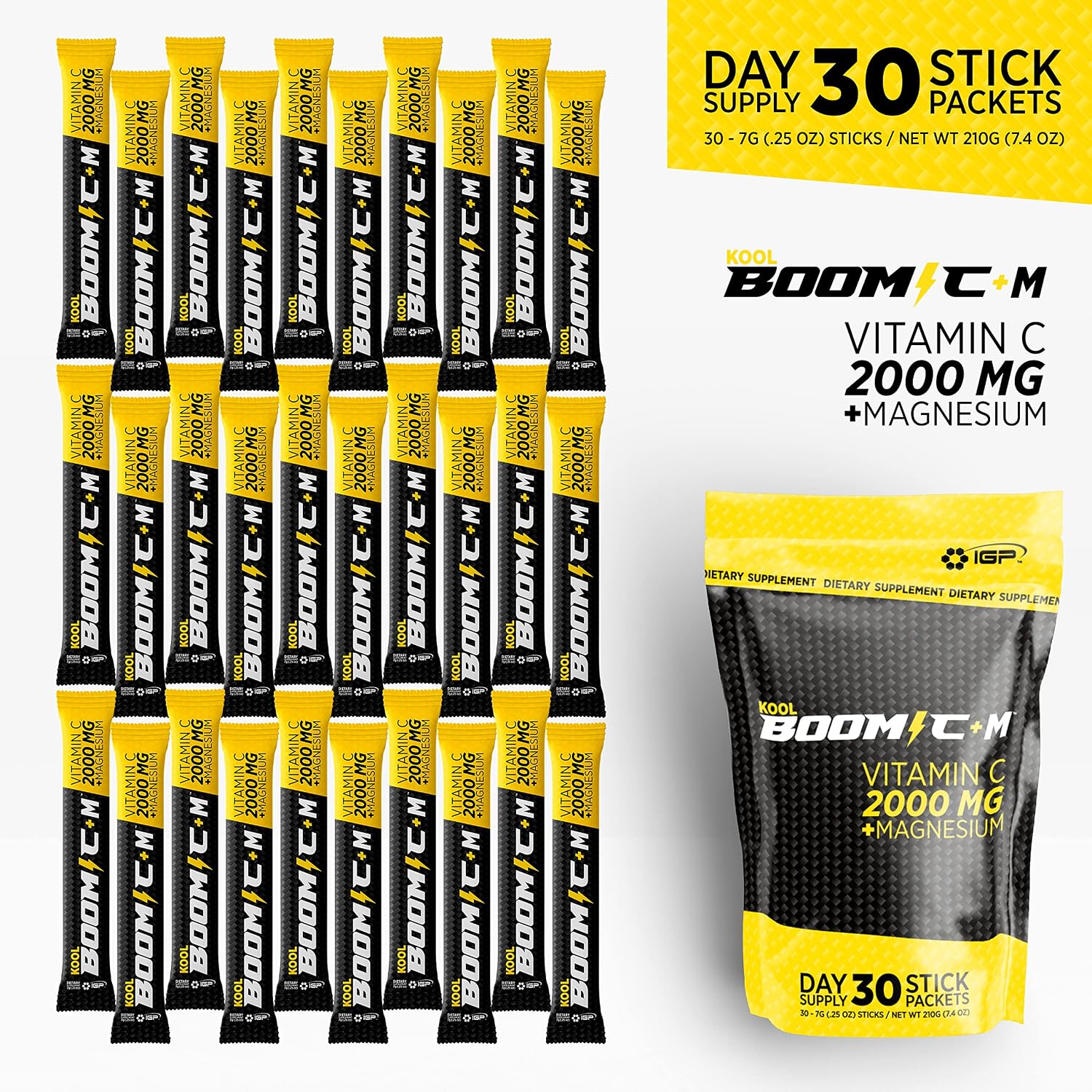Kool Boom C+M Vitamina C 2000 mg + Magnesio - 30 Sobres