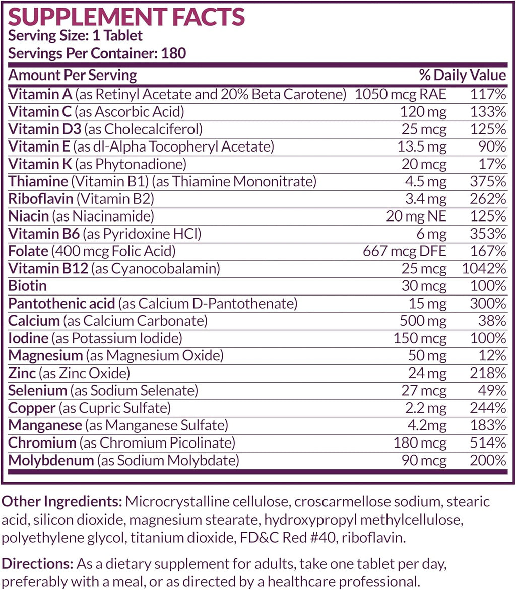 Futurebiotics Women's 50+ Multivitamin Once Daily, 180 Comprimidos – Multivitamínico para Mujeres Activas Mayores de 50