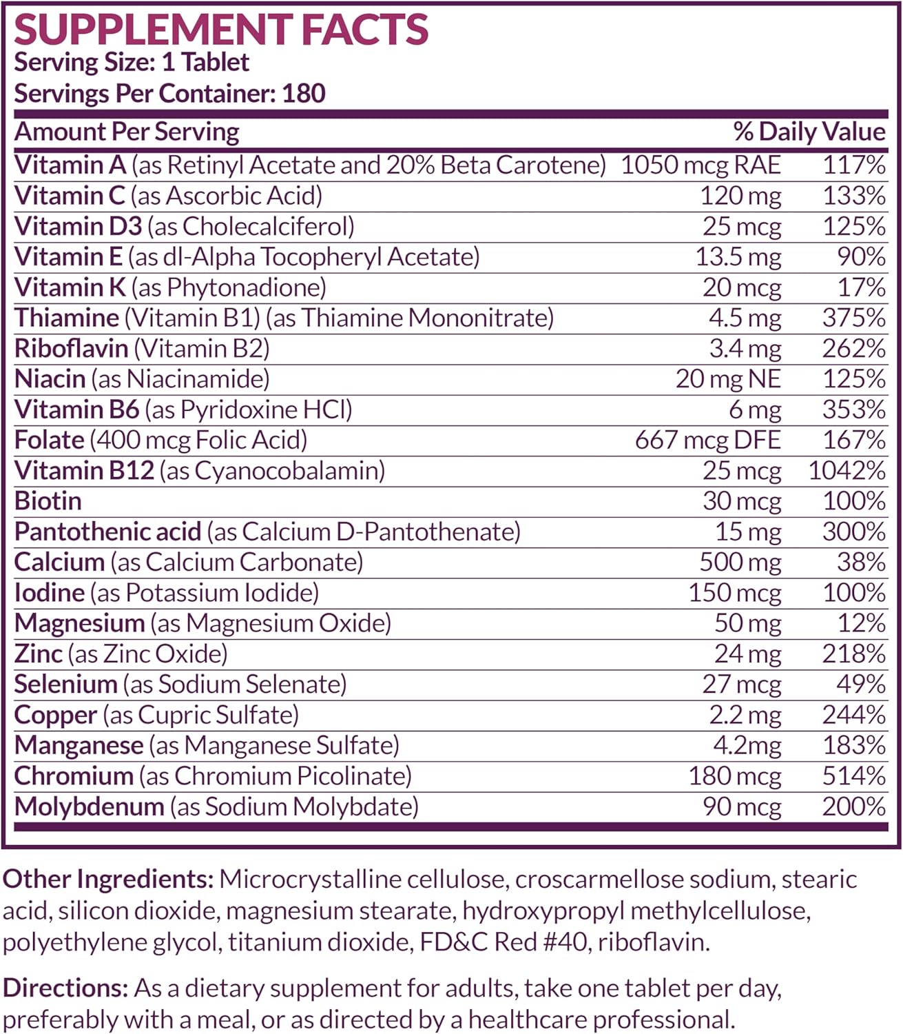 Futurebiotics Women's 50+ Multivitamin Once Daily, 180 Comprimidos – Multivitamínico para Mujeres Activas Mayores de 50