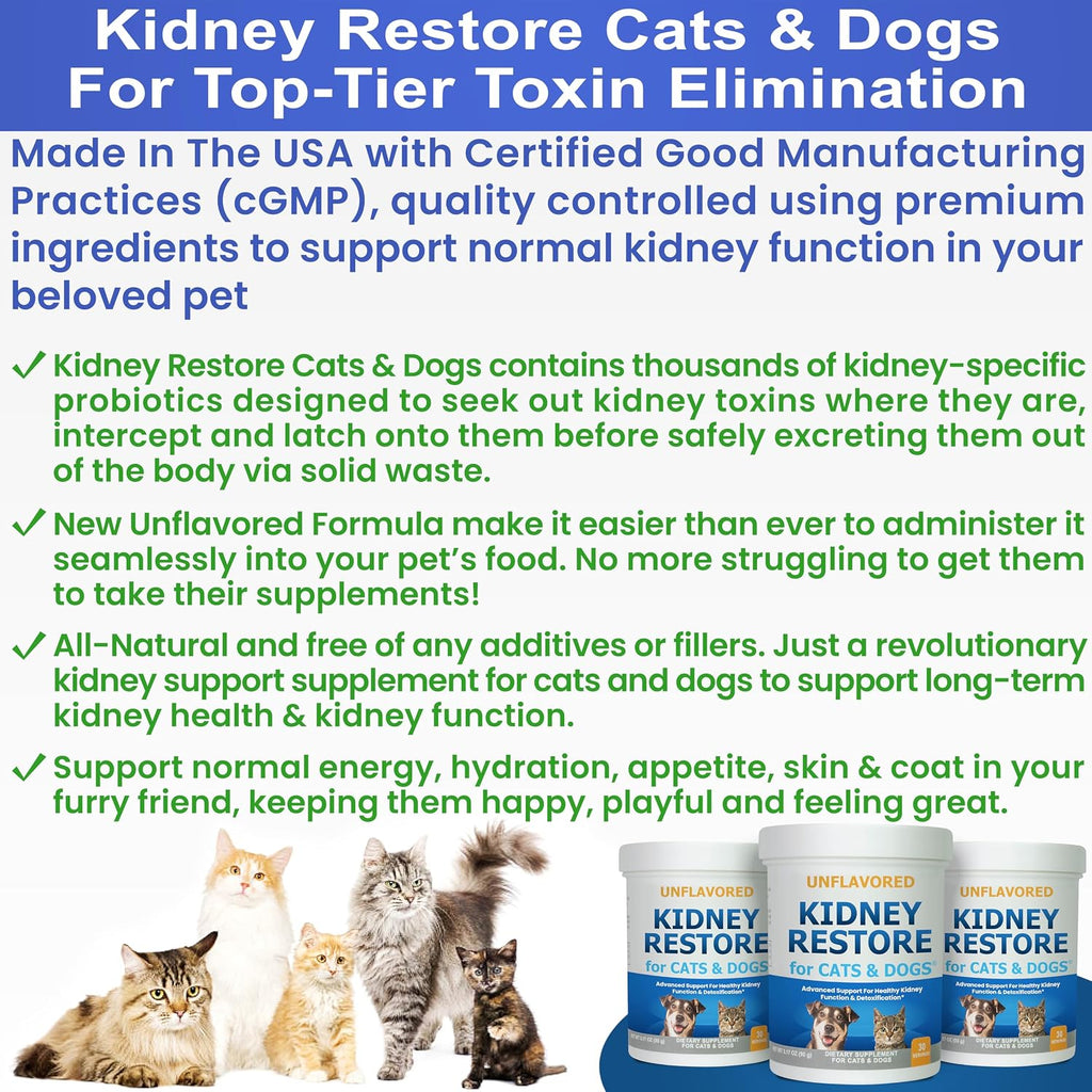 Kidney Restore para Perros y Gatos – Suplemento Renal sin Sabor