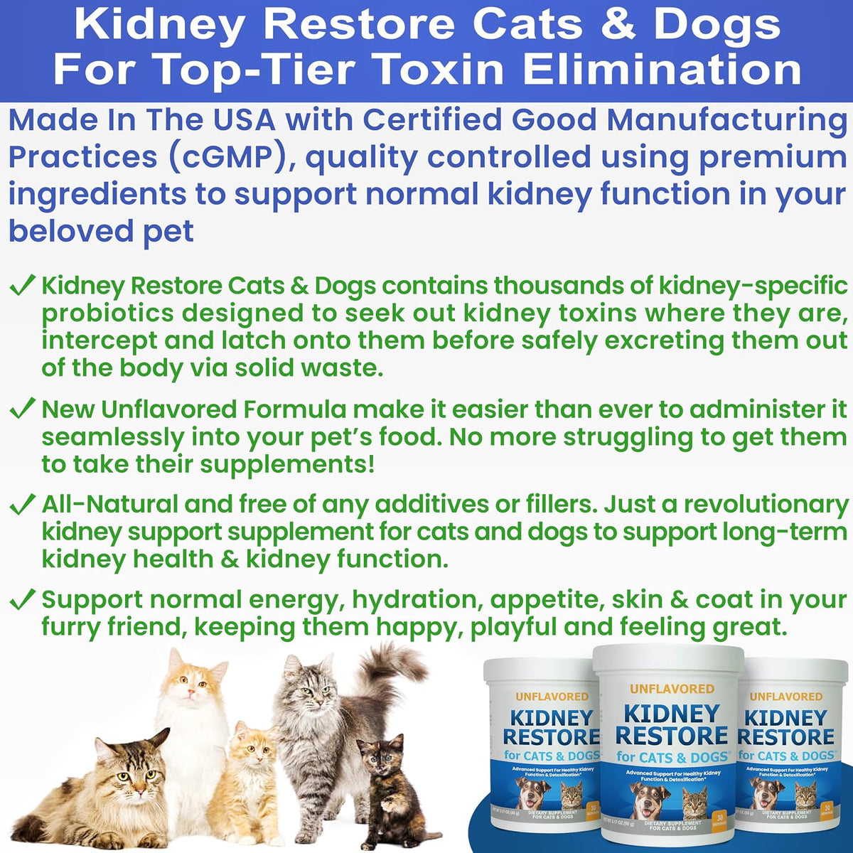 Kidney Restore para Perros y Gatos – Suplemento Renal sin Sabor – Image 2
