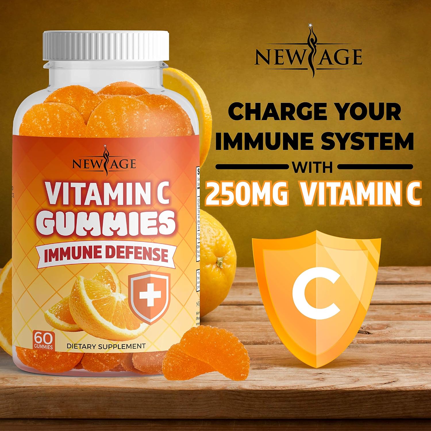 NEW AGE Vitamin C Gummies - Naranja - 180 Gominolas - Sin Gluten - Vegetariano