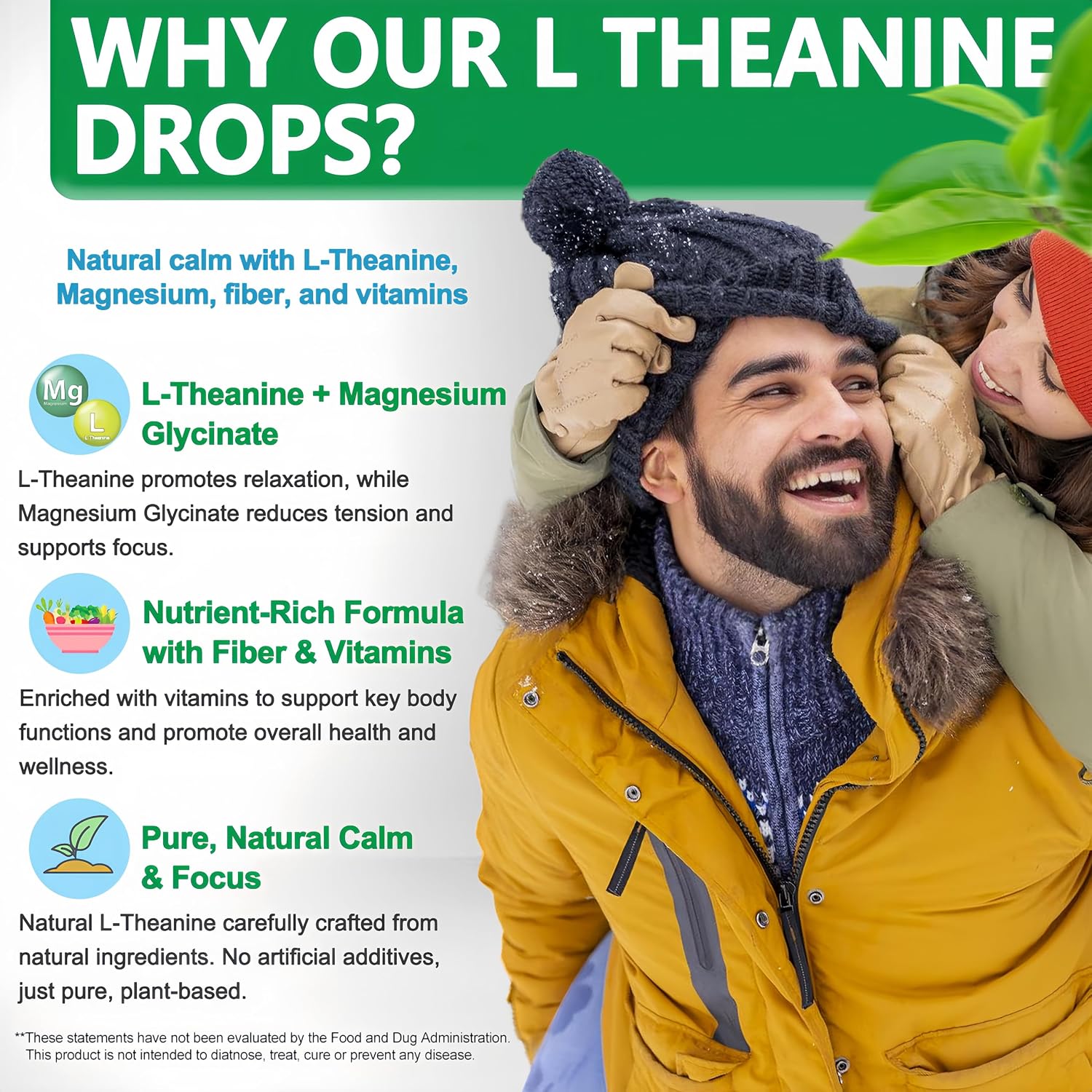 Vita letuo L-Theanine Drops 200mg con Magnesio Glicinato, Vitaminas y Fibra – Suplemento Líquido para la Relaxación y el Sueño