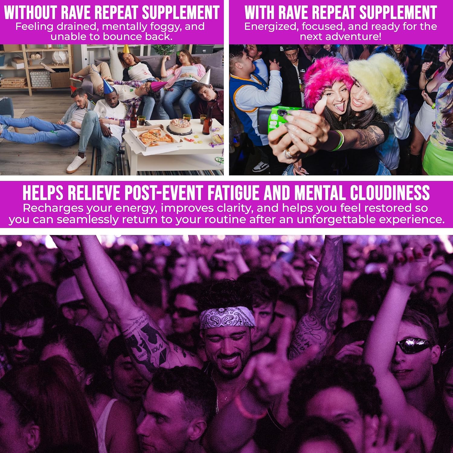 Pre-Rave Suplemento - 5-HTP Free, CoQ10, Magnesio, Té Verde - 40 Cápsulas