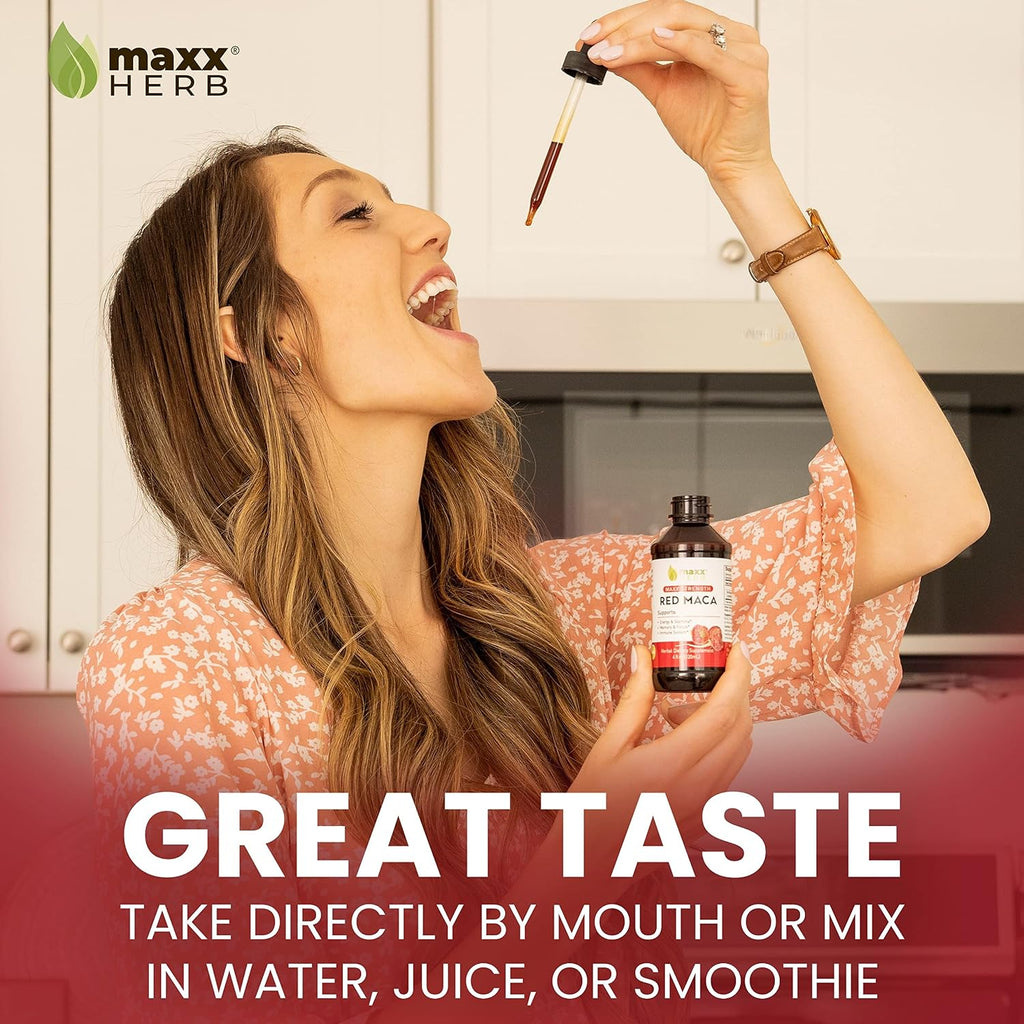 Extracto de Raíz de Maca Roja - Gotas Líquidas Concentradas, Sin Alcohol, 4 Botellas de 118 ml