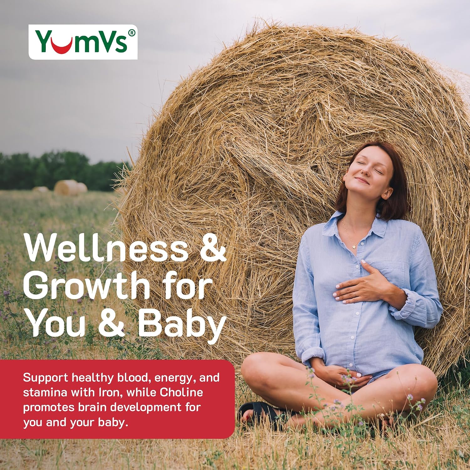 YumVs Gominolas Prenatales con Ácido Fólico, Hierro y Colina - 60 Gominolas