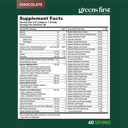 Greens First Original Greens Powder - 49 Superfoods - Chocolate - 60 Porciones – Image 9
