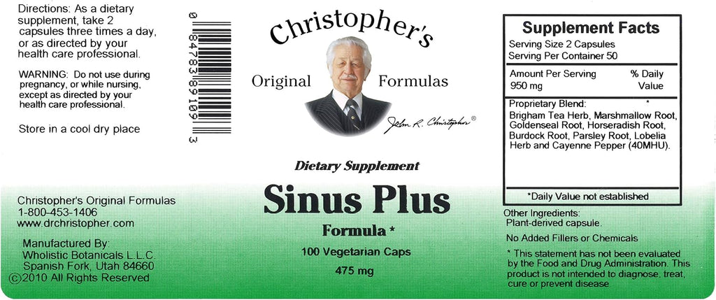 Christopher's Original Formulas Sinus Plus - 100 Cápsulas