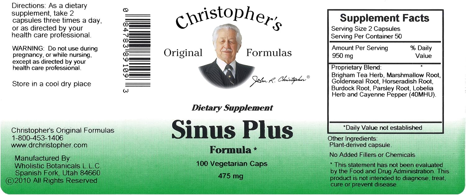 Christopher's Original Formulas Sinus Plus - 100 Cápsulas