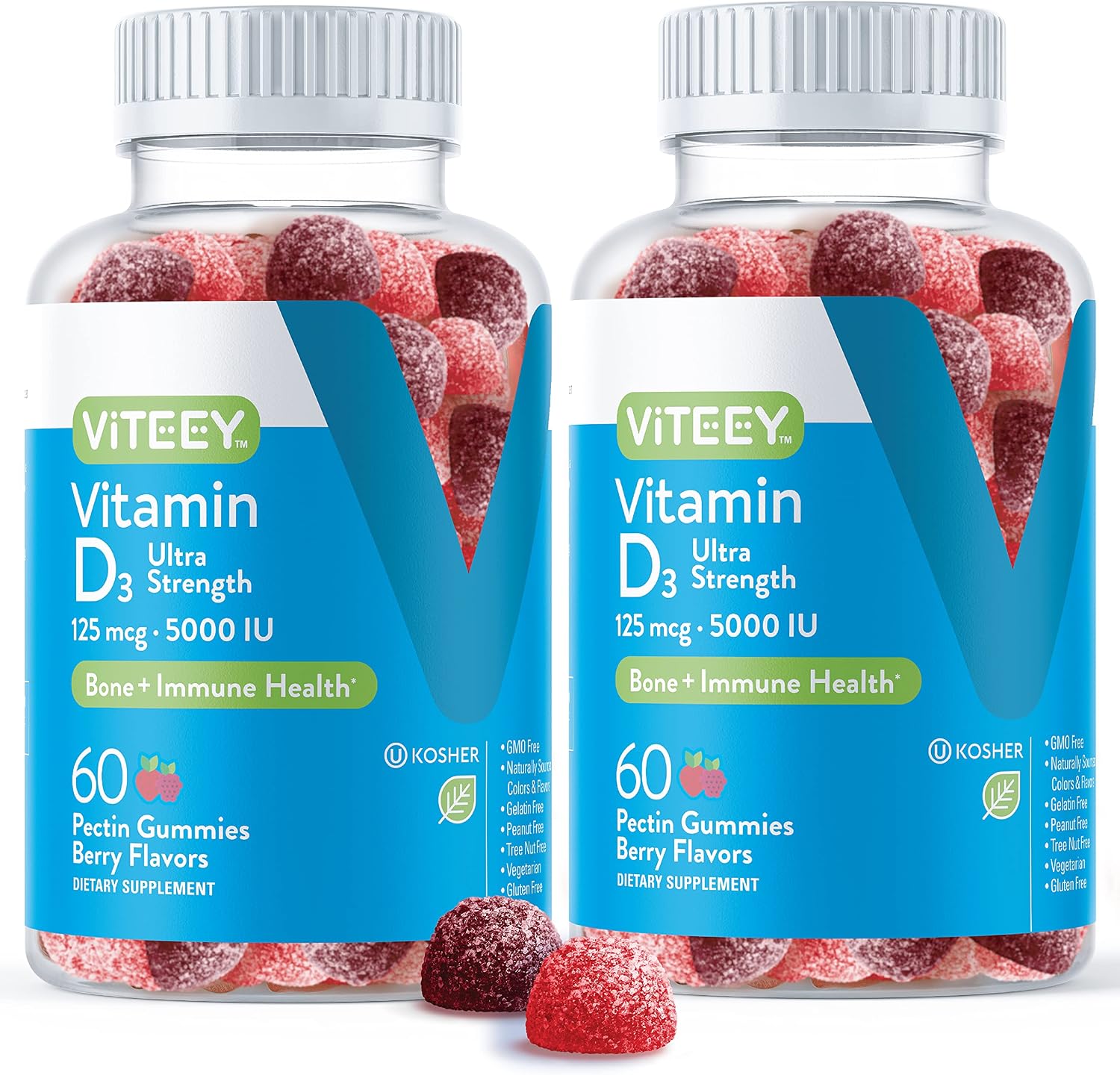 Viteey Vitamin D3 Gummies – 5000 IU (125 mcg) – 120 Gominolas para Adultos y Adolescentes