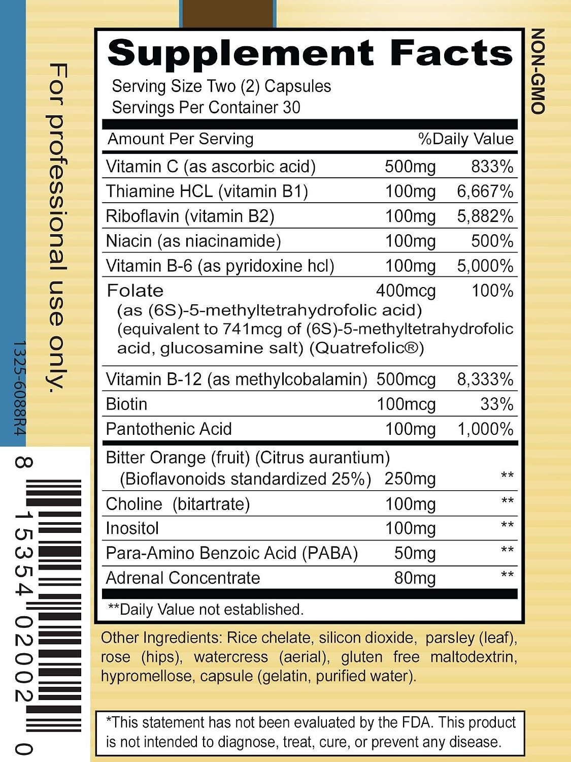 Priority One Stress B & C, 60 Cápsulas - Complejo B con Adrenal