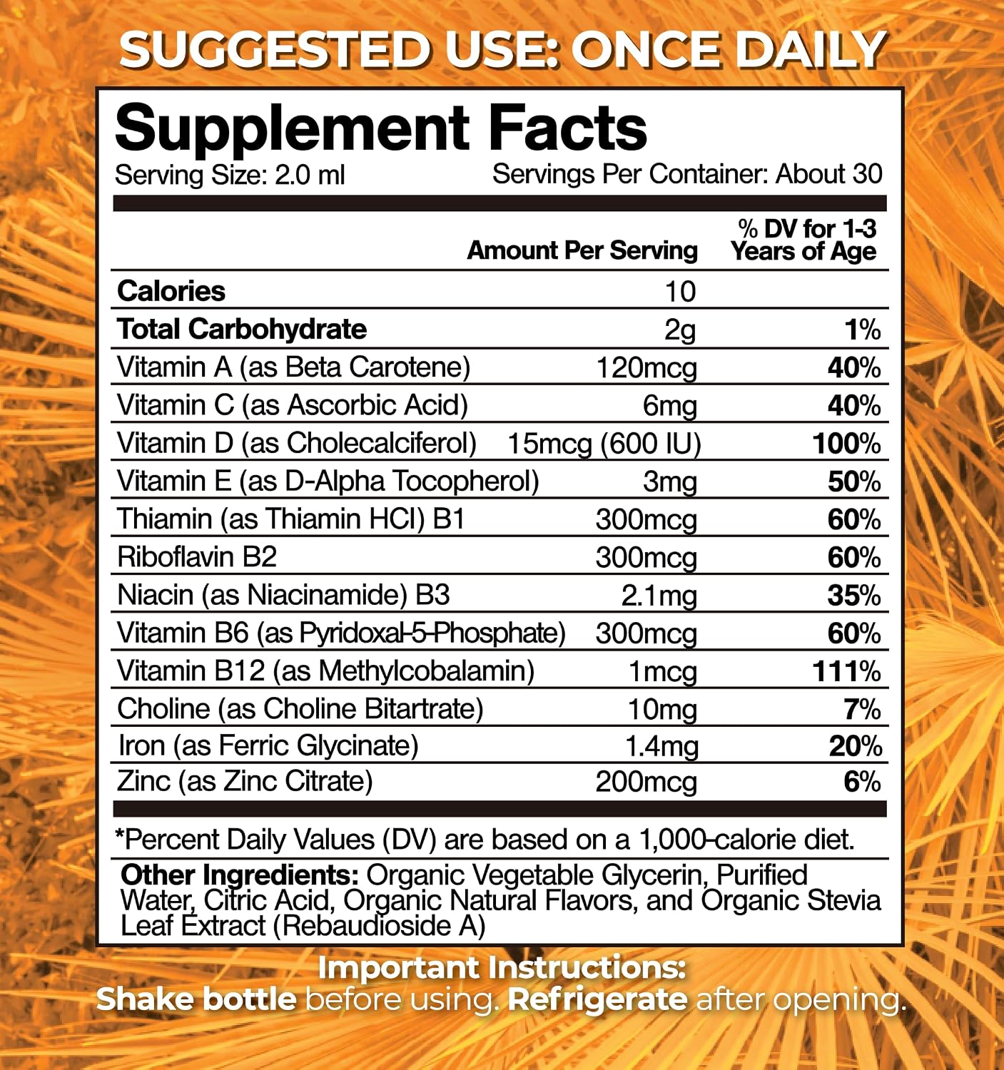 Tropical Oasis Multivitamínico Orgánico Líquido para Niños con Hierro (59 ml)