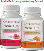Vitamina B12 500 mcg de Nature's Trove - 240 comprimidos masticables EZ sabor cereza