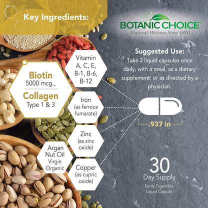 Botanic Choice Vitaminas para Cabello, Piel – Hierro: Mineral esencial para el transporte de oxígeno y el – Image 3