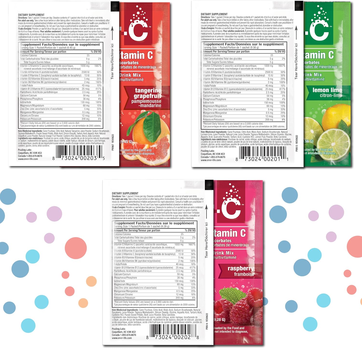 Ener-C Mezcla Multivitamínica con Energía Saludable - Surtido Variado, 60 Sobres