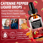 Gotas de Pimienta de Cayena 6 en 1, Alta Absorción - Suplemento Líquido con Canela de Ceilán, Extracto de Té Verde, Cúrcuma y Jengibre