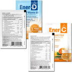 Ener-C Vitamina C 1000mg sin Azúcar y Ener-D Vitamina D3 Naranja Paquete Multivitamínico en Polvo