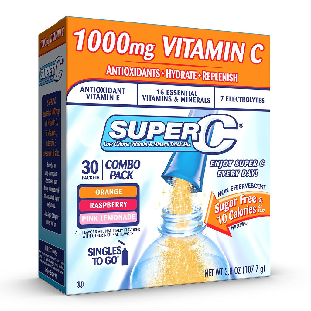 Super C Singles to Go - Pack Variado de 30 Sobres de Vitamina C en Polvo