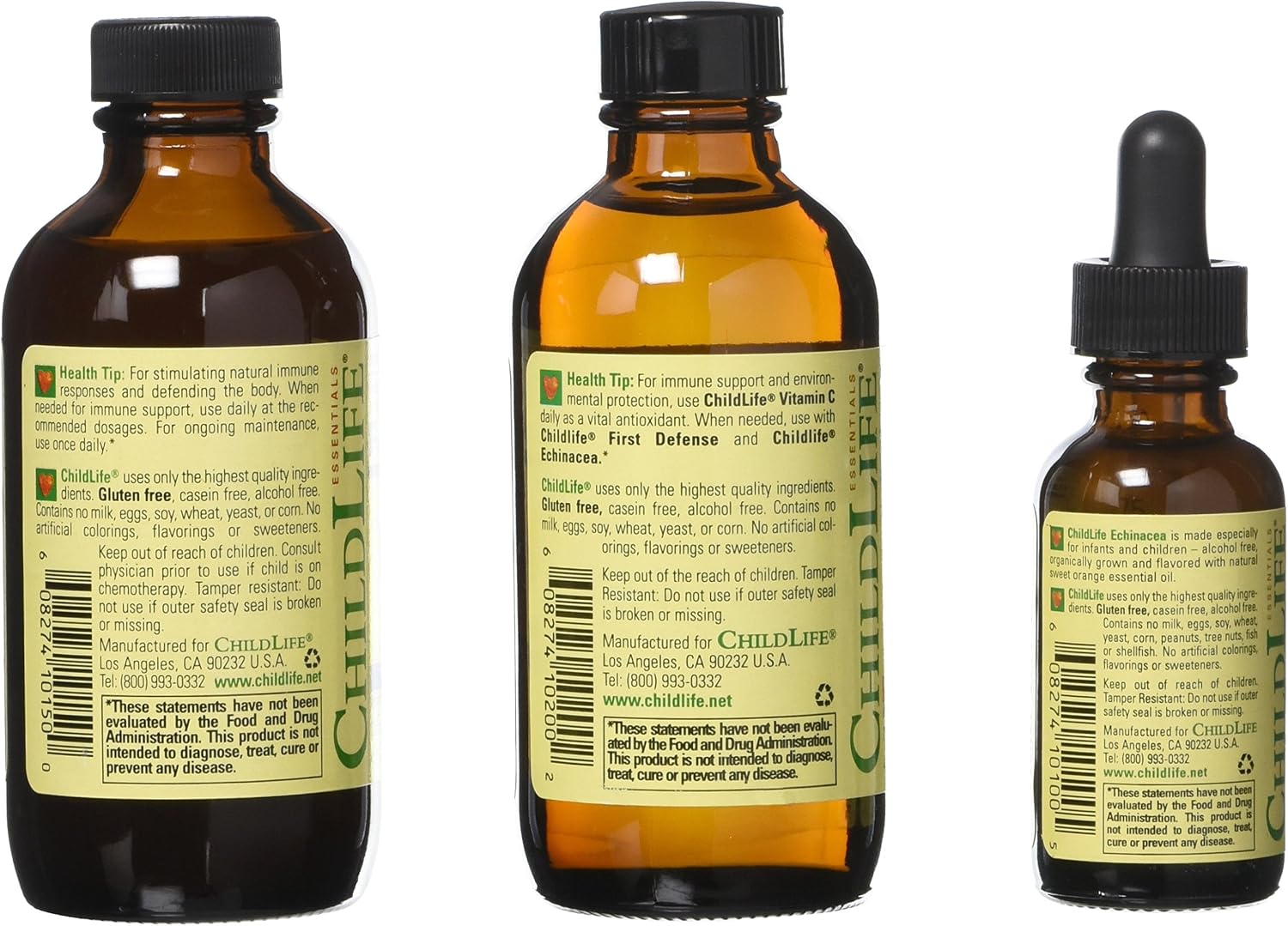 CHILDLIFE ESSENTIALS Paquete Triple Apoyo Inmunológico - Vitamina C, First Defense, Equinácea