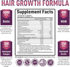 Vitaminas para el Crecimiento del Cabello Purely Optimal – Biotina, Colágeno, Queratina – 60 Cápsulas