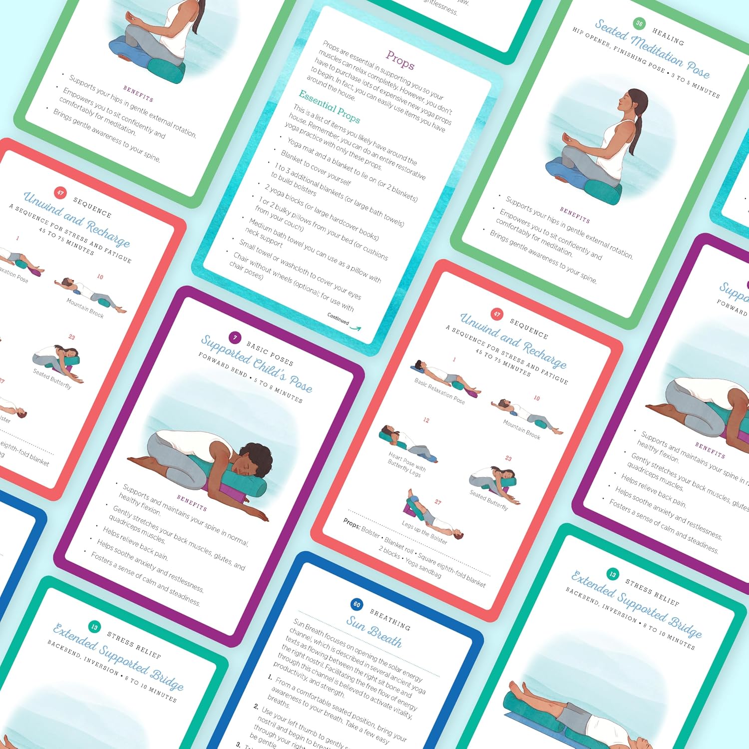 Cartas de Yoga Restaurativo para Principiantes: Posturas Suaves para la Relajación y la Sanación