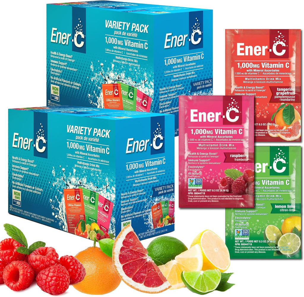 Ener-C Mezcla Multivitamínica con Energía Saludable - Surtido Variado, 60 Sobres